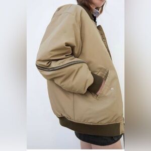 Zara Women's Tan Bomber Jacket